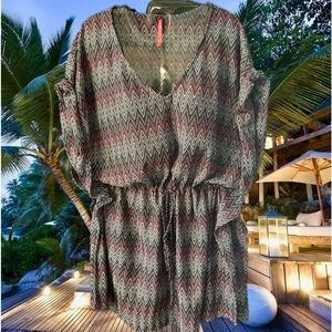 Flame stitch tie waist dolman/poncho